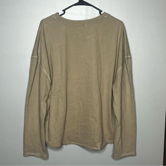 Natural Life Heart Floral Crewneck Sweatshirt Beige Tan Oversized XL NWT Boho - Picture 3 of 5